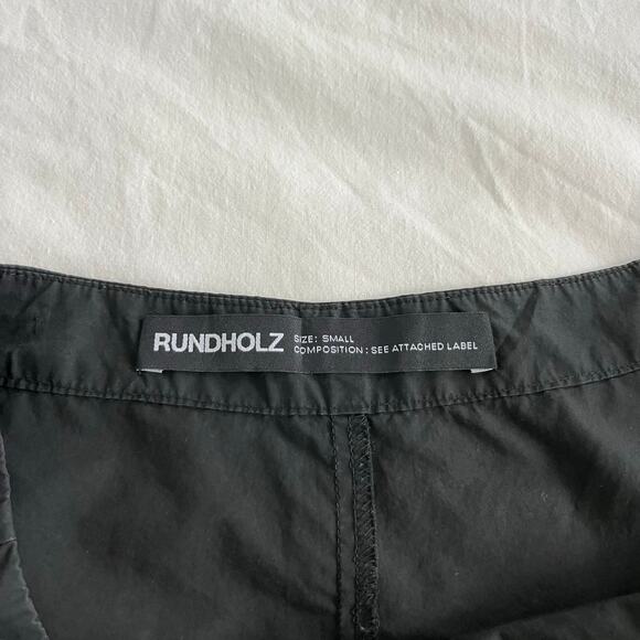 Rundholz Black Label Black Wide Leg Cotton Buttonfly Trouser Pants, Size Small - Picture 7 of 14